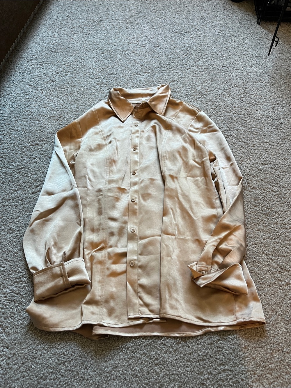 Good American Long Sleeve Gold Button Up Size 4